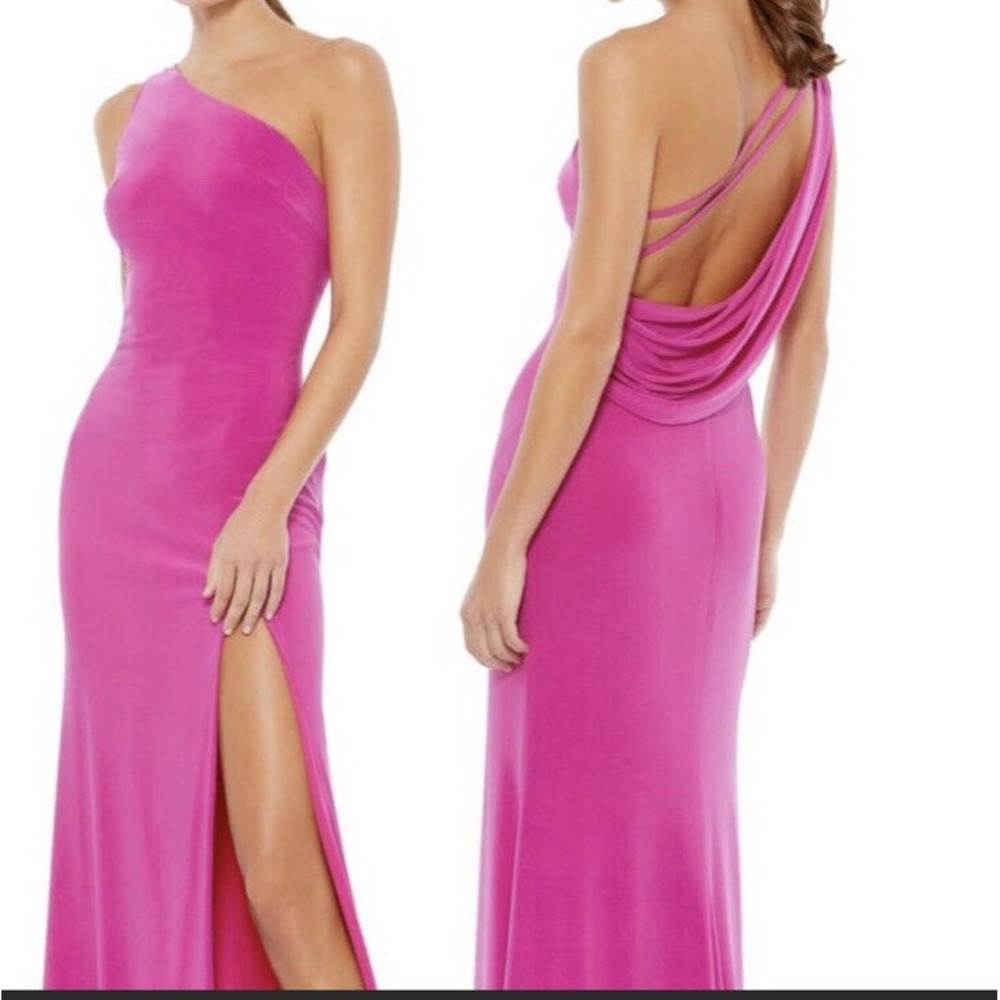 Ieena Mac Duggal One Shoulder Jersey Gown Pink Women’s 2